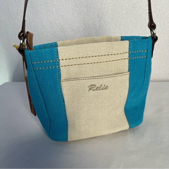 Relic small turquoise and cream canvas shoulder bag purse - Picture 15 of 16